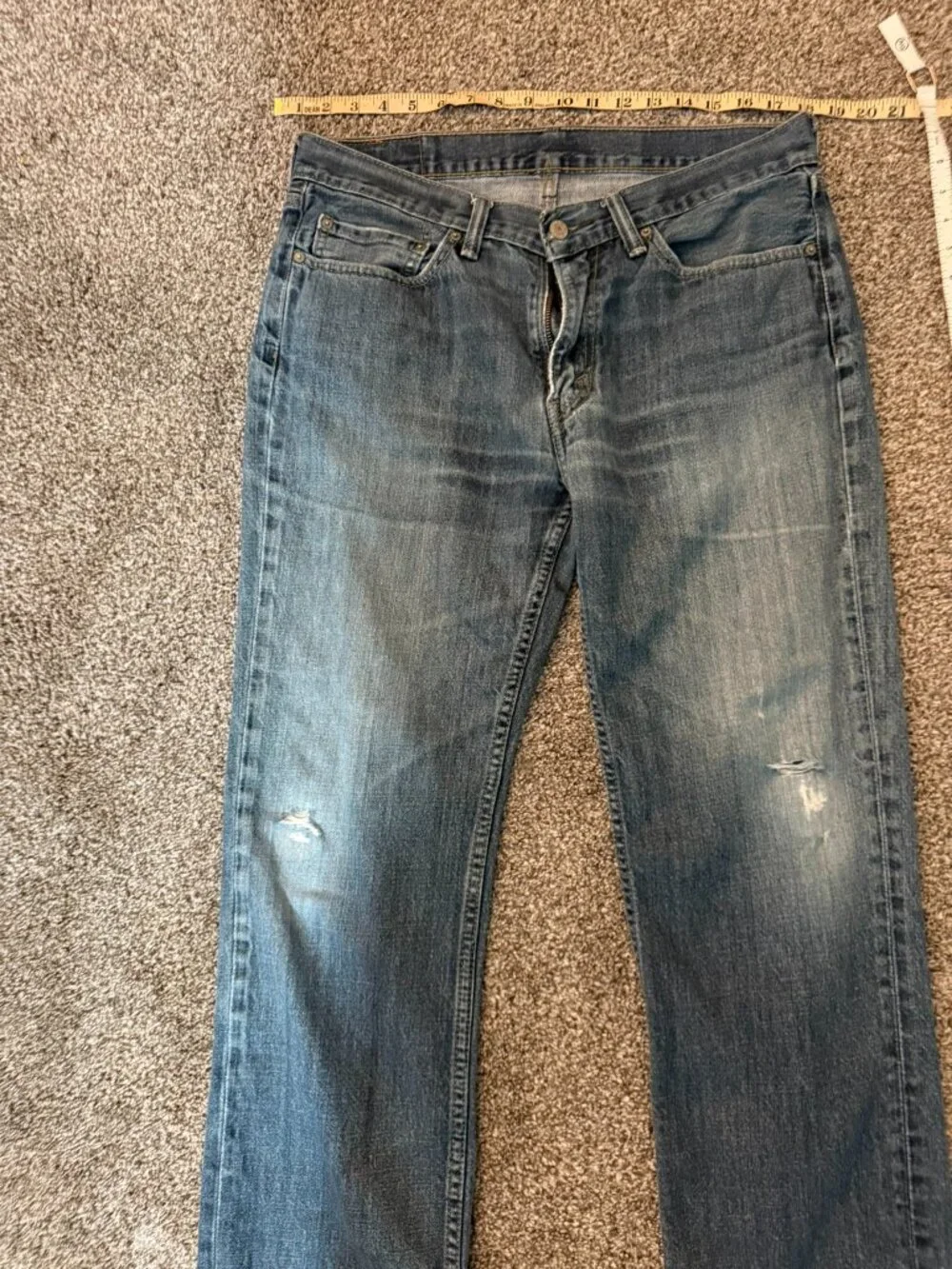 Levis 514 Straight Blue Jeans Distressed 34x30